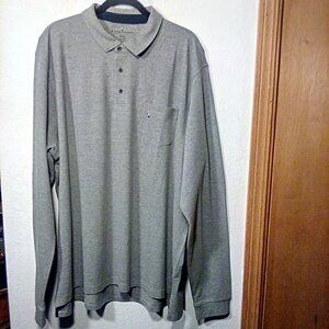 NWT-Taihor Tailor Vintage Shirt Polo Long Sleeves Grey Men's Size: 3XL